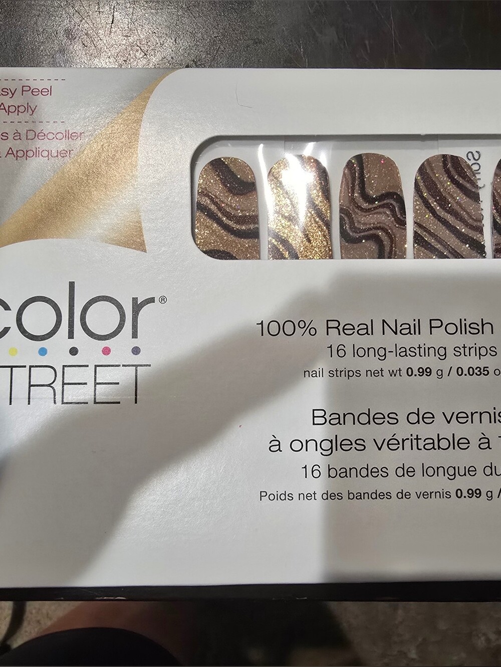 Color Street Gold & Brown Striped Nail Polish Strips - 16-Strip Pack